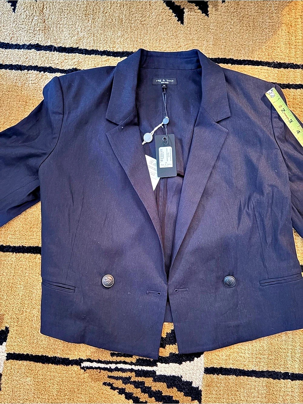 rag & bone Josie Linen-Blend Blazer Women's Blue Size 10 NWT